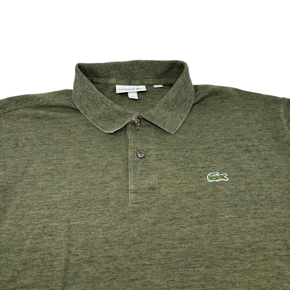 Lacoste Mens Sz7 (2XL) Solid Green Short Sleeve Cotton Polo Shirt